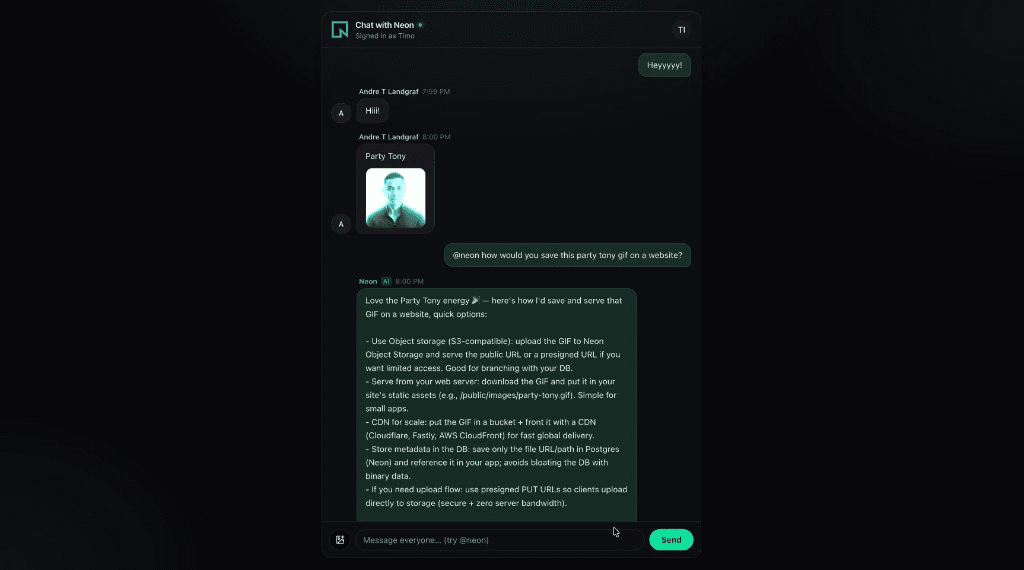 Chat with Neon screenshot